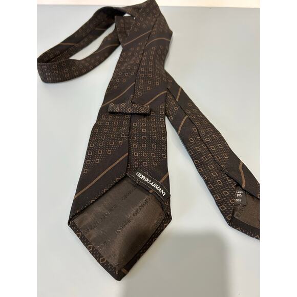 Giorgio Armani silk tie black and grey print - Picture 5 of 5